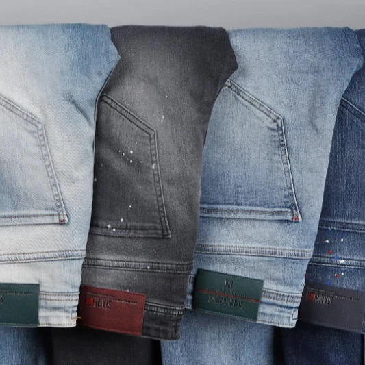 Wholesale High Quality Men Stretch Jeans Stock Lots Streetwear Mens Denim Trousers Multi Color with unisex