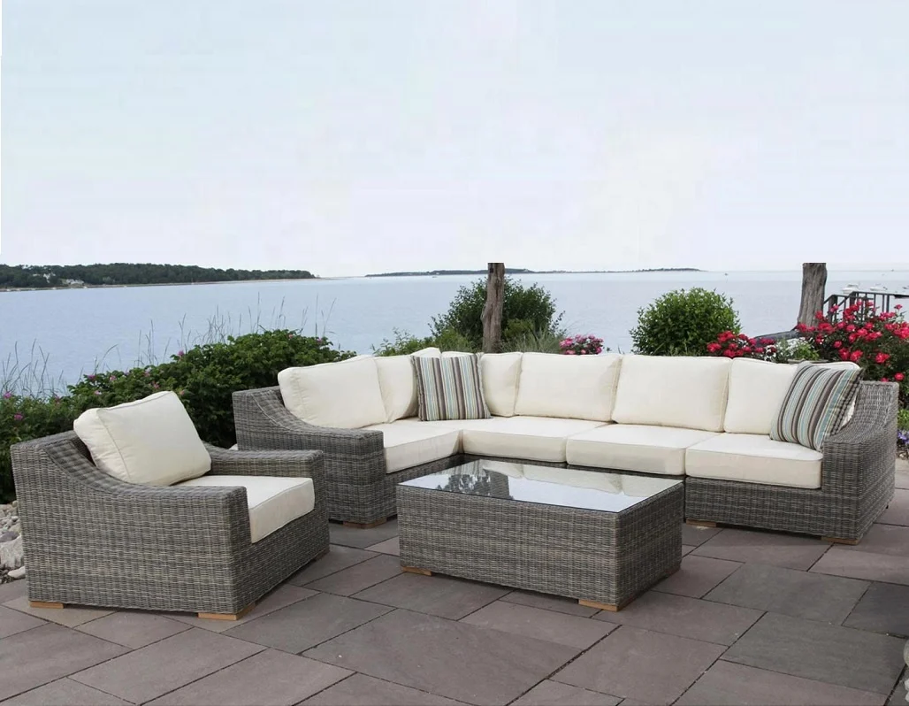 Patio Wicker Outdoor Garden  Rattan Living Room Corner Sofa Set Furniture