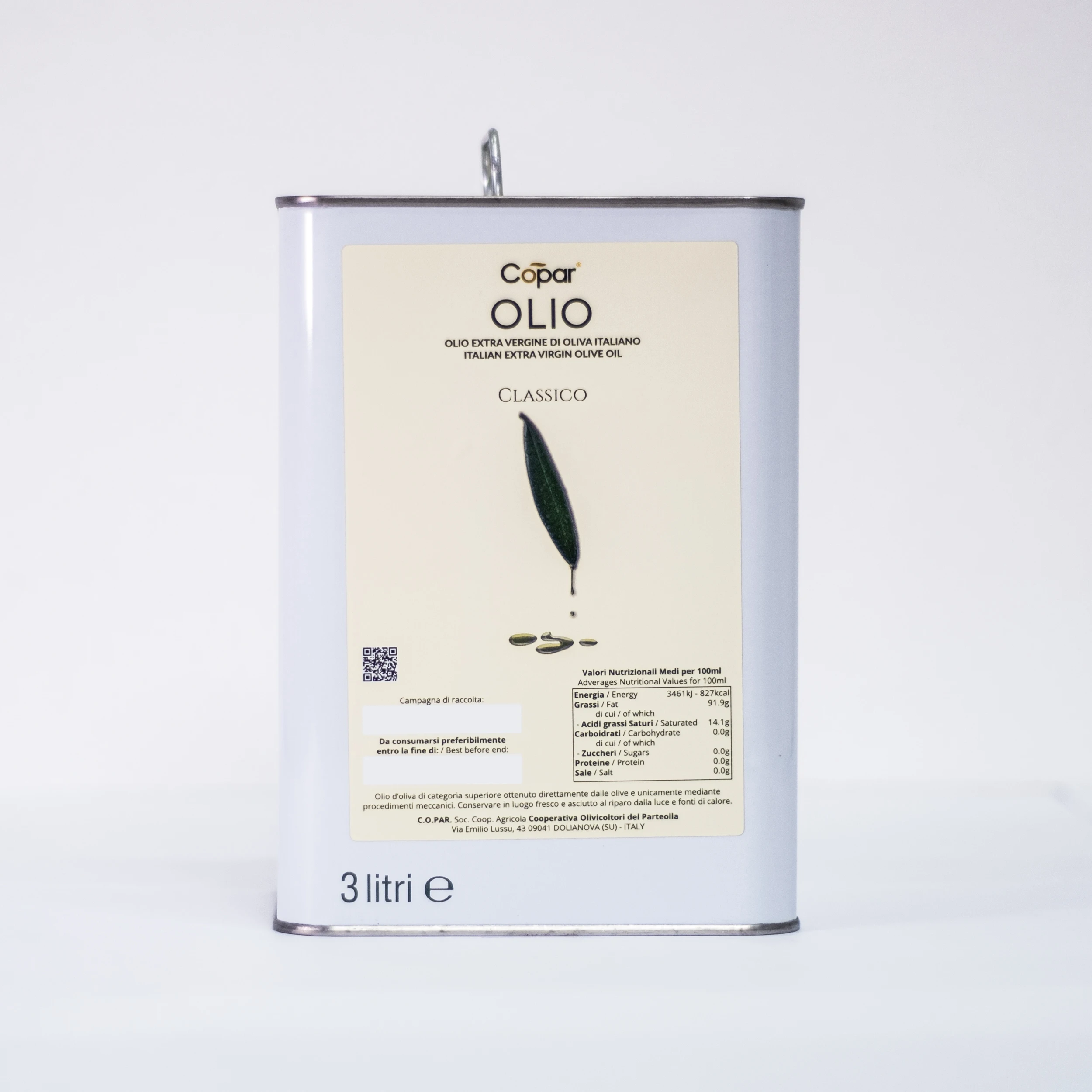 Premium Italian Blend Extra Virgin Olive Oil Classic 3 L Horeca and Supermarket