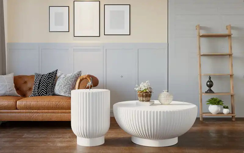 Vietnam Supplier Black Luxury Coffee Round Table Coffee Side Bed End Table Furniture Nomad Console white