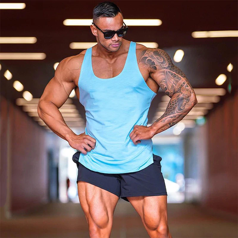 
custom logo Tank Top for men outdoor Sports muscle tank tops training fitness sportswear gym stringer gym bodybuilding Vest 