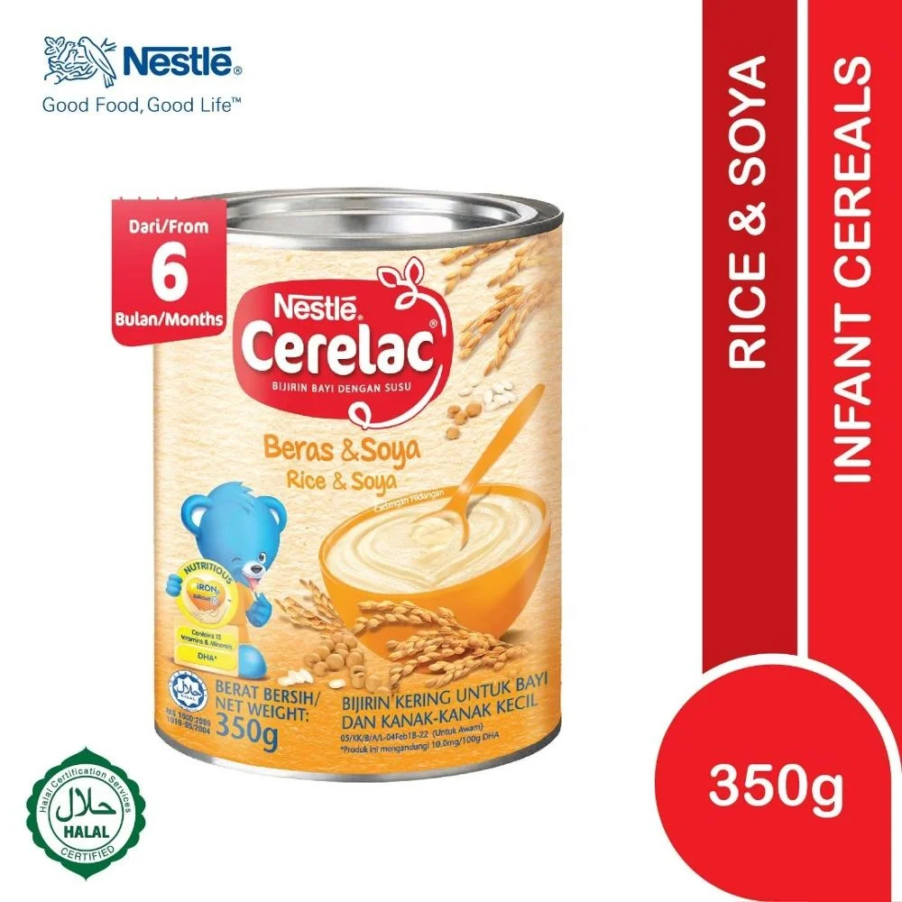 
Cerelac Cereals with Milk Rice & Soya 350g Halal Baby Cereal 