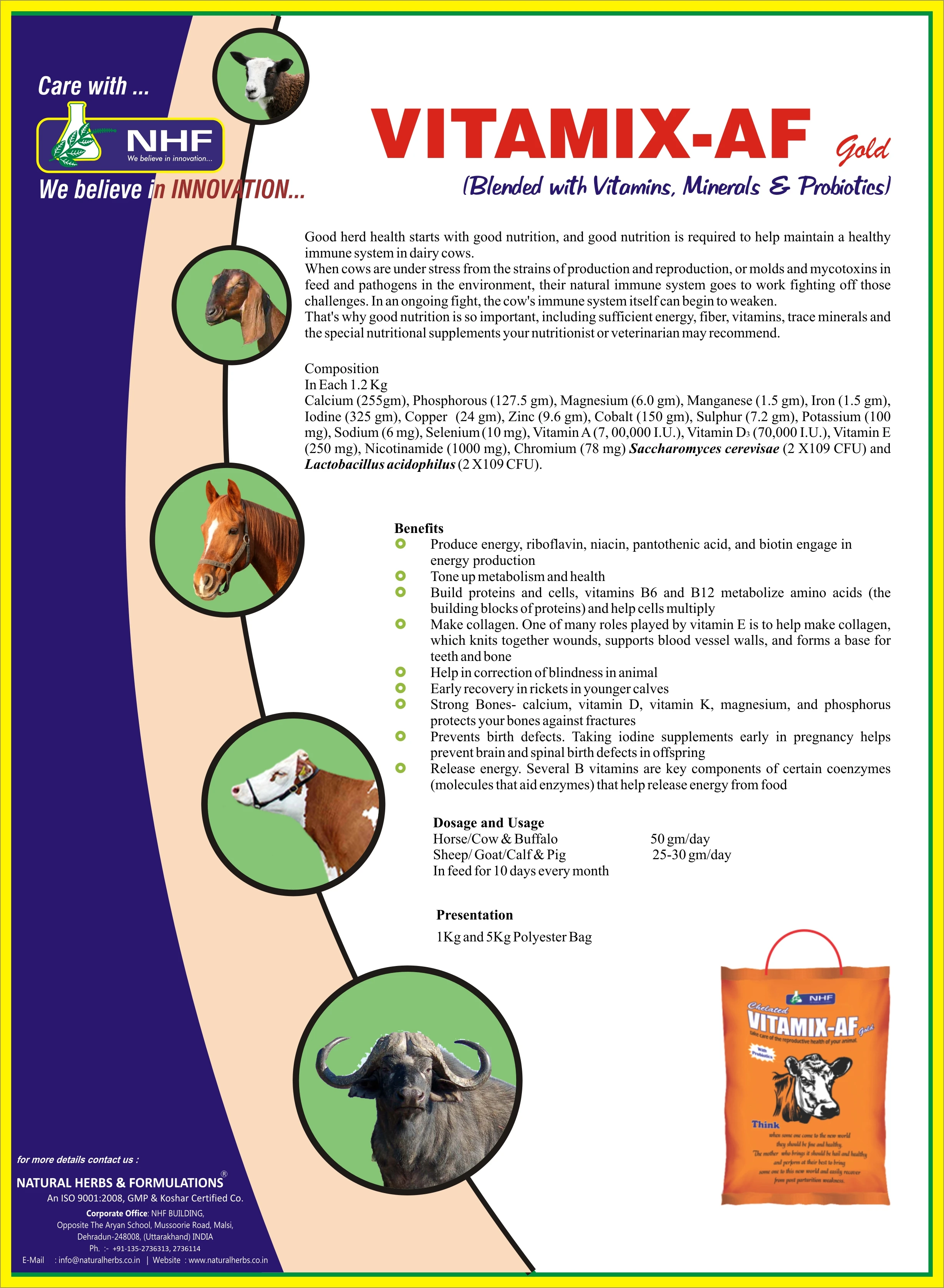 Multivitamins and Calcium product of Animal with Essential Amino acid and minerals