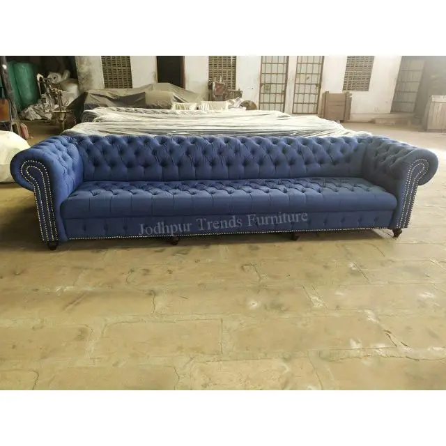 Modern light luxury Leather fabric four seater sofa with wooden feet for living room Hotel furniture