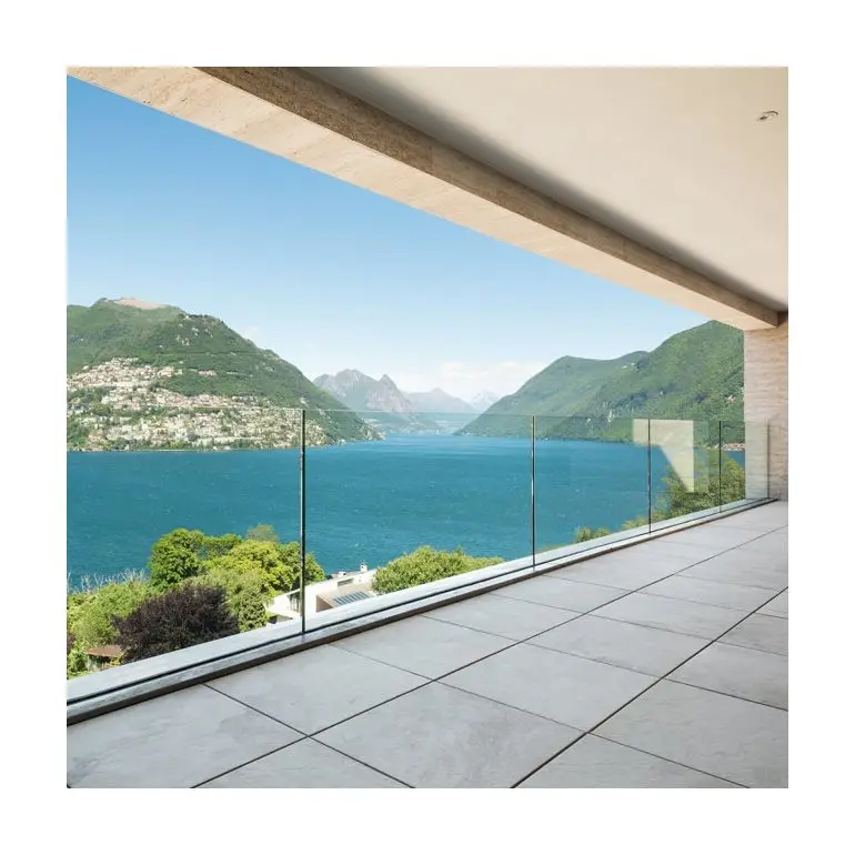U Base Channel Railing System Balcony Balustrades Handrails Apartment Frameless Tempered Glass Balustrade