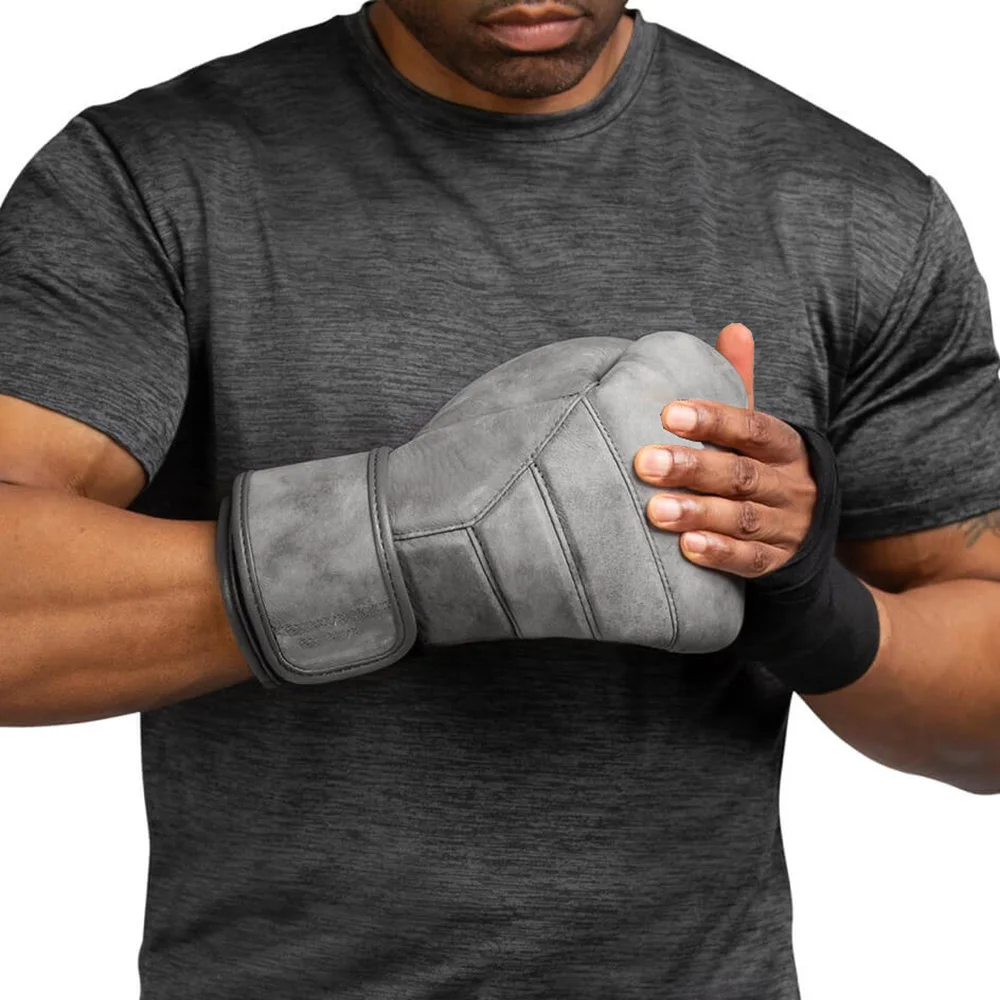 Genuine Leather Boxing Wear Gloves Gray Color Heavy Duty Punching Practice Wear Gloves With Custom Logo