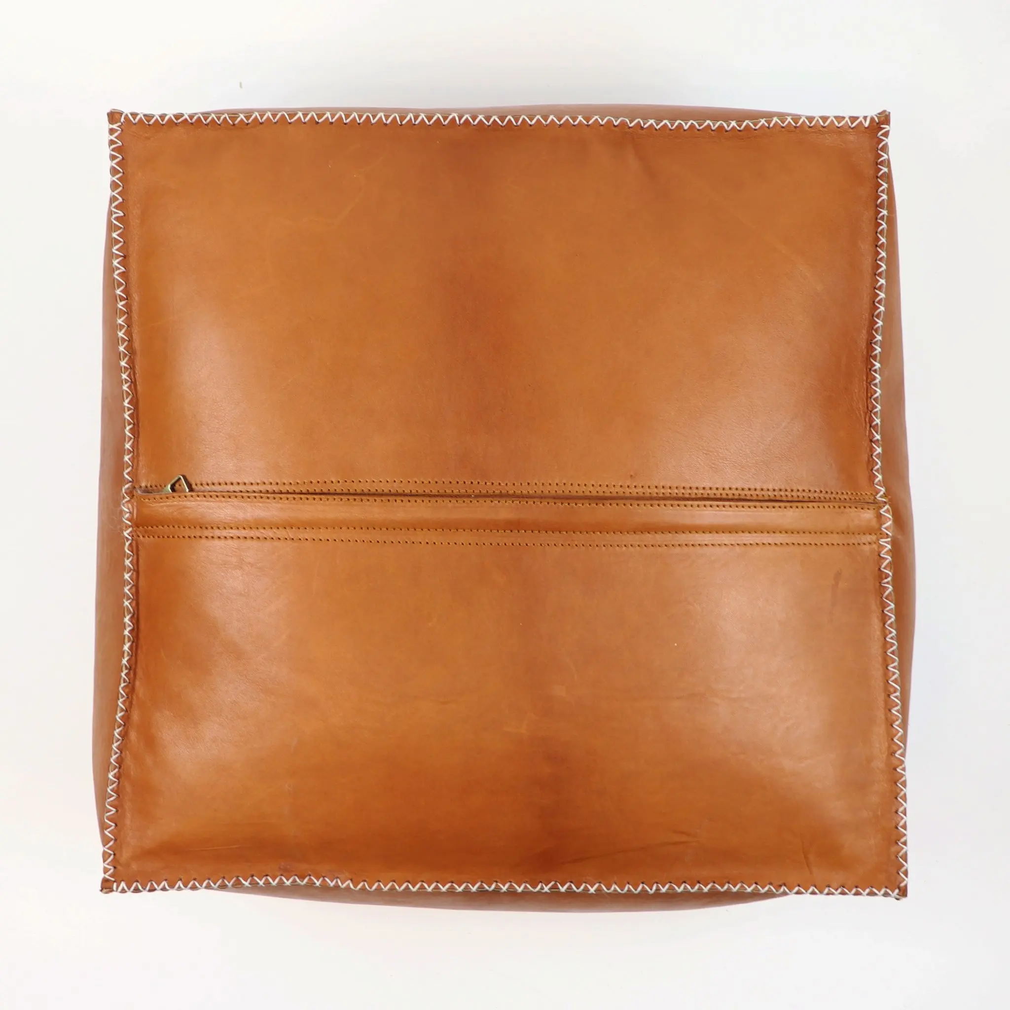 Cognac Color Handmade Moroccan Leather Ottoman Portable Pouf moroccan leather pouf ottoman footstool