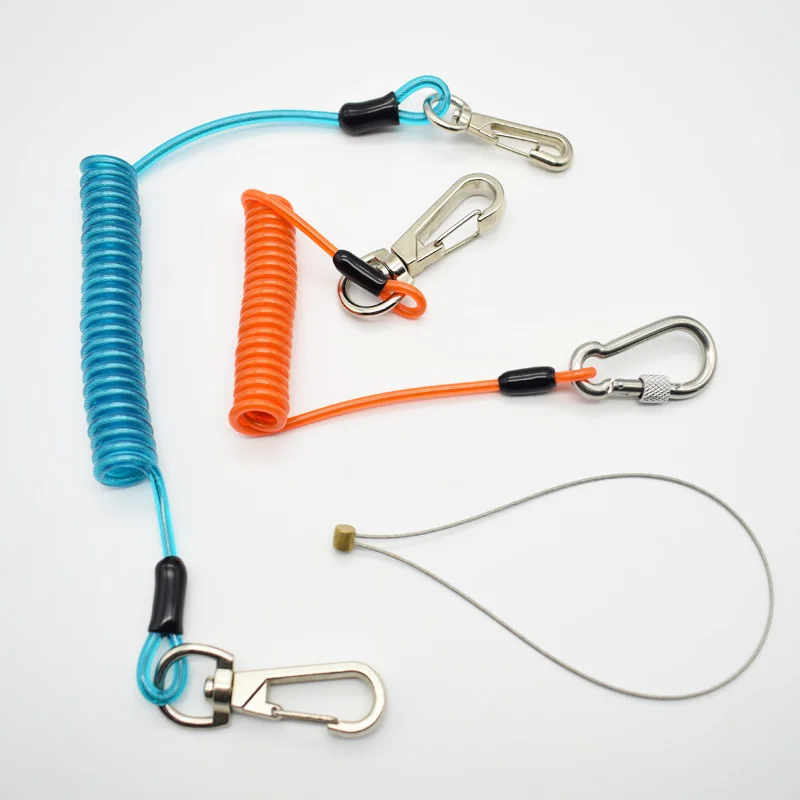 Fall protection manufacturer secure spring for tools coiled lanyard safety cable retractable coil tether