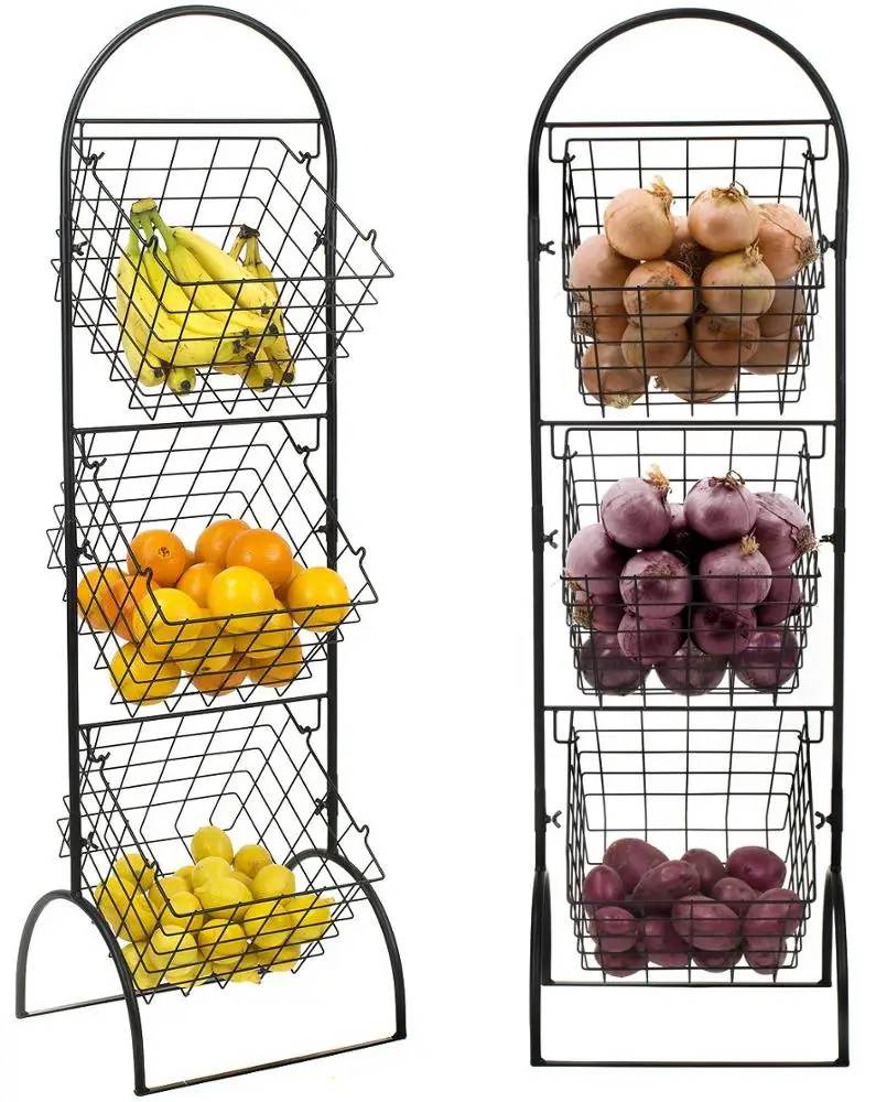 Basket storage/wire storage basket/kitchen fruits vegetables standing rack