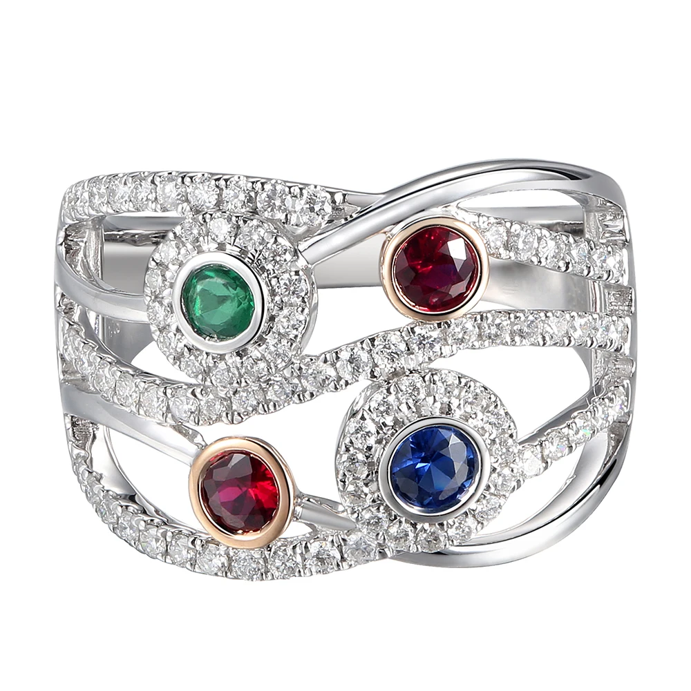 
Multi Gemstone 18 karat White Gold and Diamond Ring 