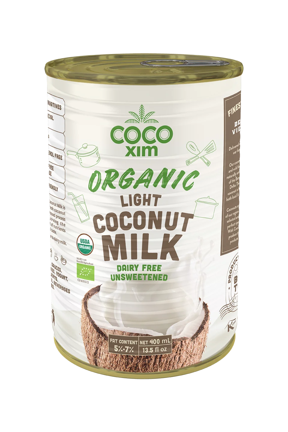 ORGANIC COCONUT MILK - UHT COCONUT MILK FRESH 100% NO ADDITIVES - TIN CAN AND PAPER AVAILABLE +84968617723