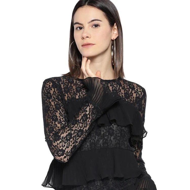 Дизайнерский черный топ с оборками