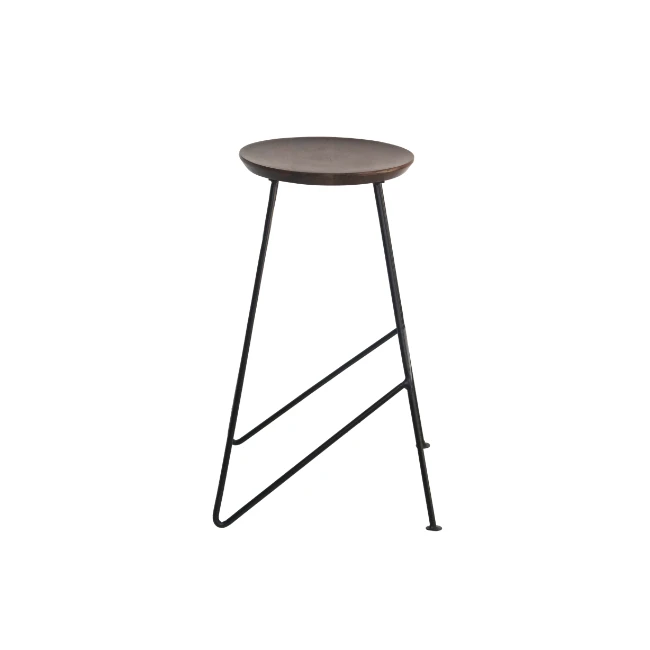 Vintage Kitchen Metal Bar Stool Mango Timber Seat With Iron Black Leg Modern Wood Top Chair