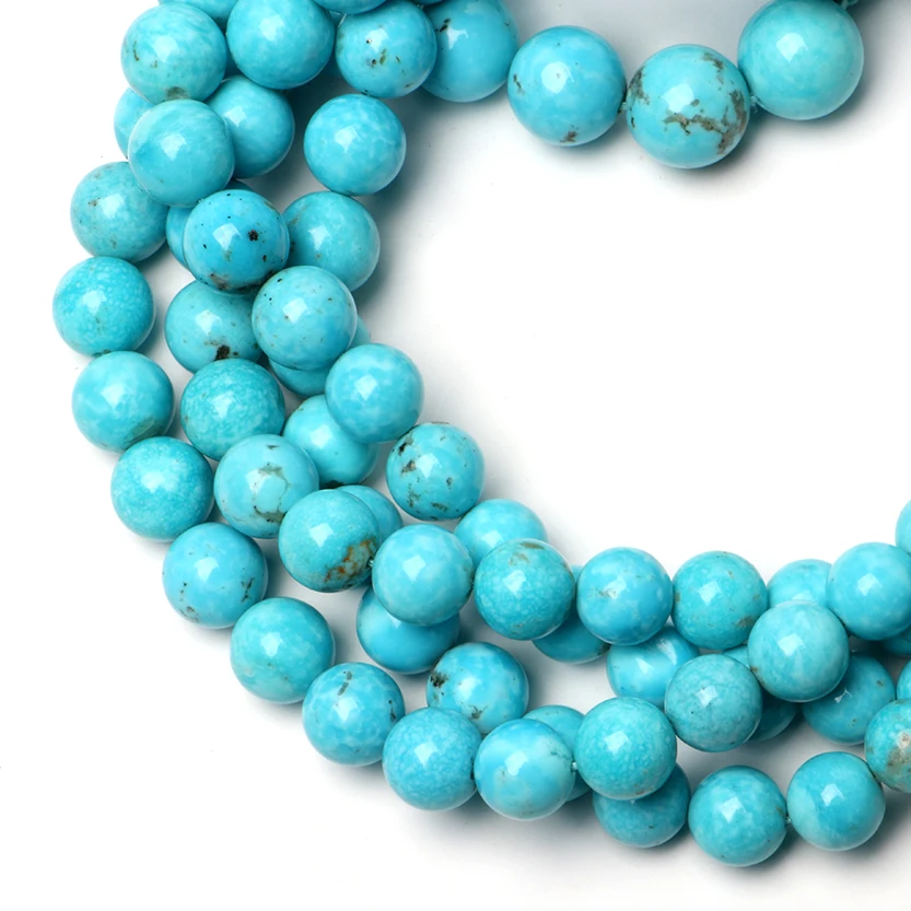 Натуральный Аризона бирюзовый гладкие однотонные с драгоценным камнем круглой формы бусины