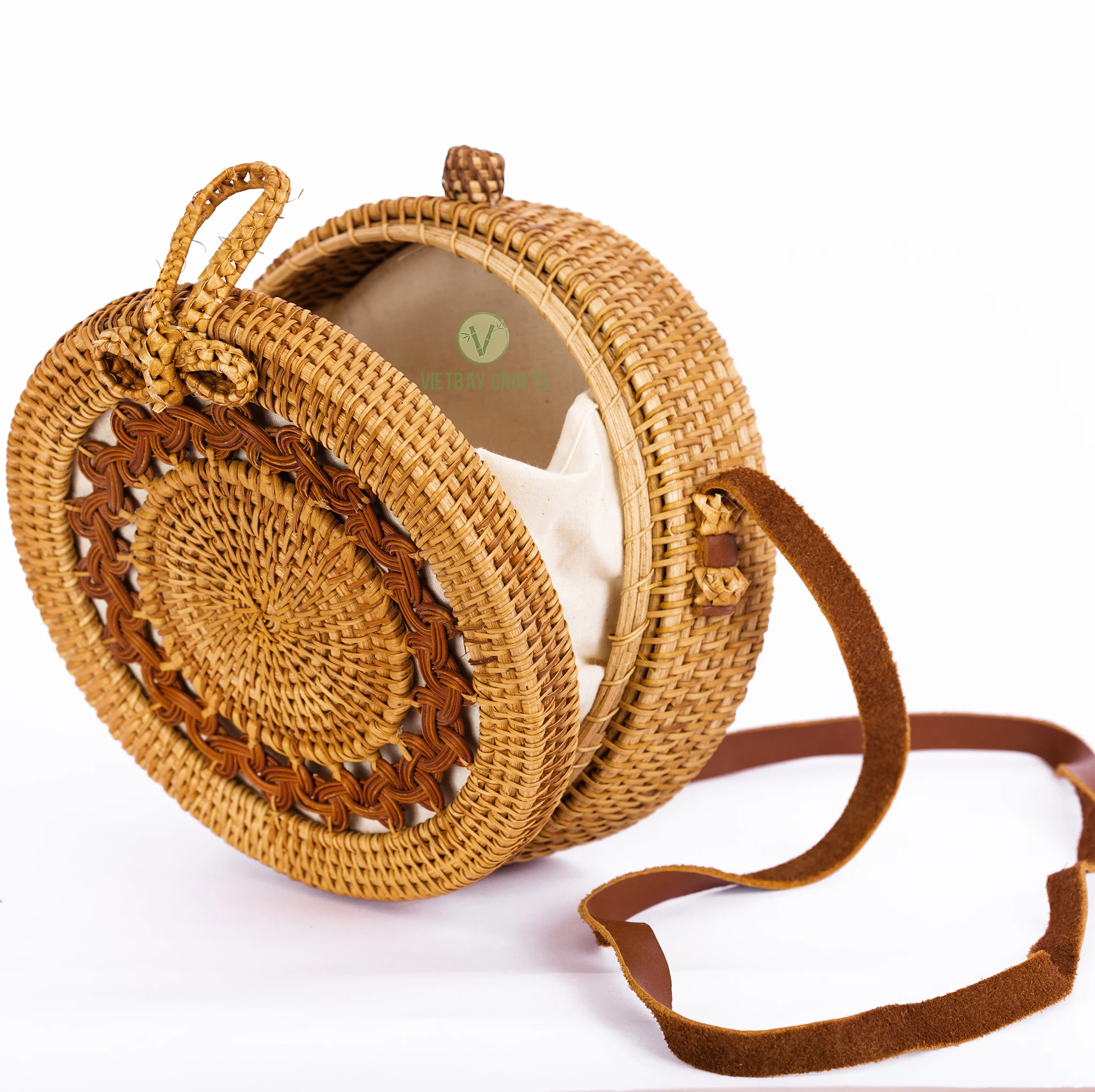 Hot Trend Handmade Wicker Woven Purse Handbag Circle Boho Bag Bali