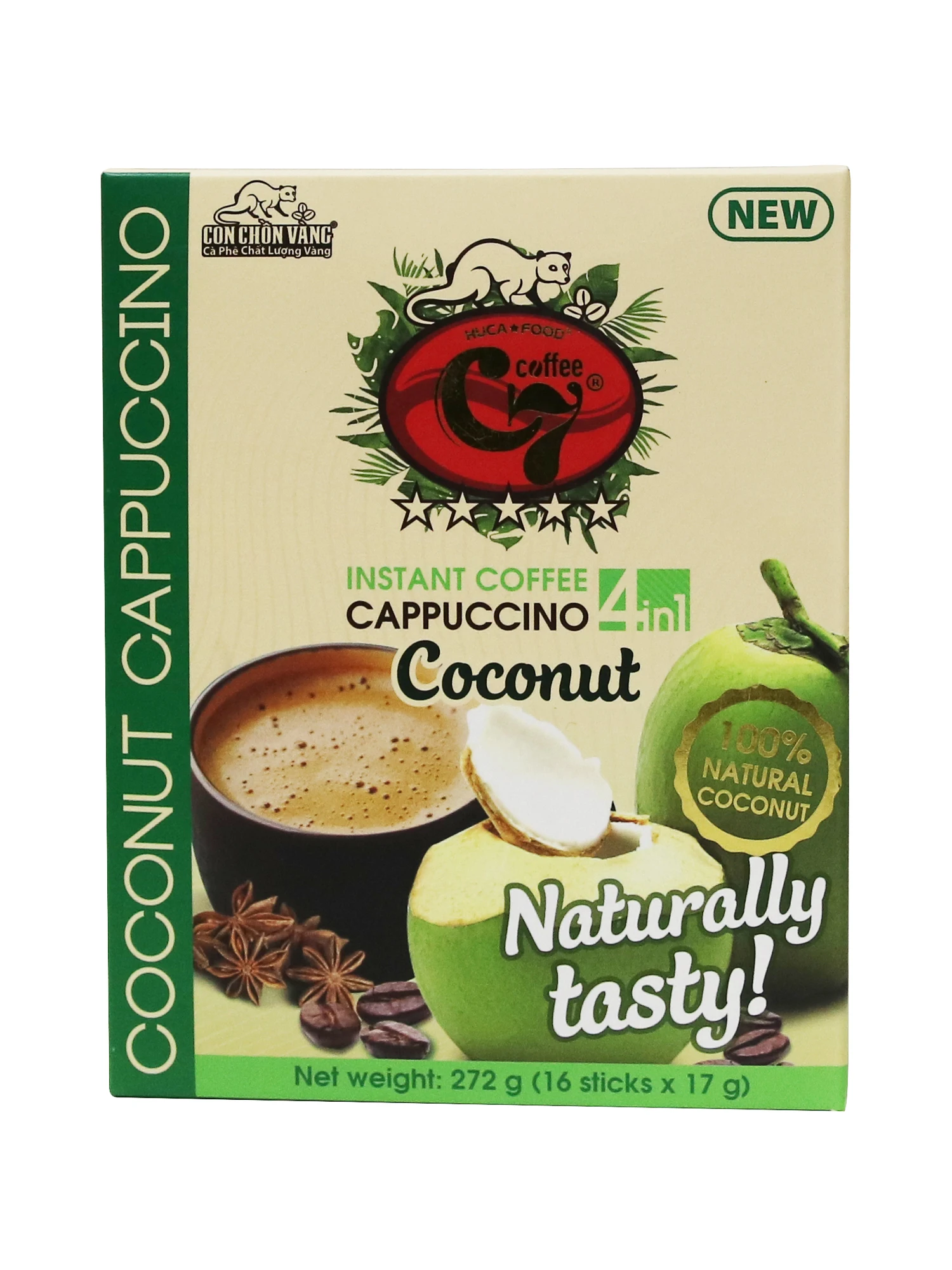 OEM ODM частная торговая марка вьетнамский кофе. 100% кокосовый порошок капучино кофе 4 в 1 оптовая продажа HUCAFOOD