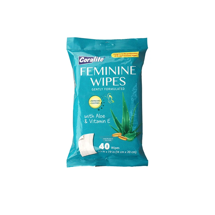 Flushable Feminine Antibacterial Personal Care Alcohol Free Wet Wipes