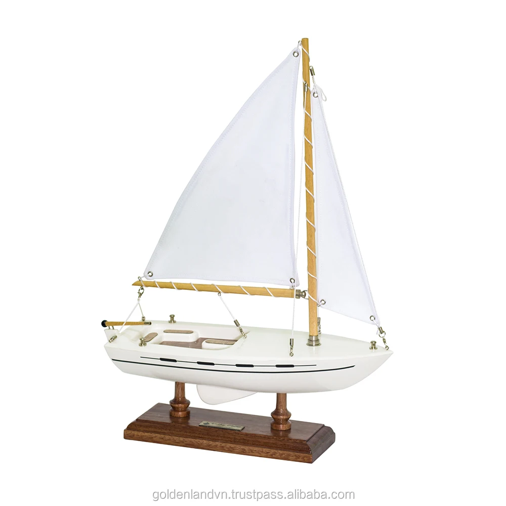 Wooden boat is made from ironwood combined with composite used to decorate in the office to bring lucky