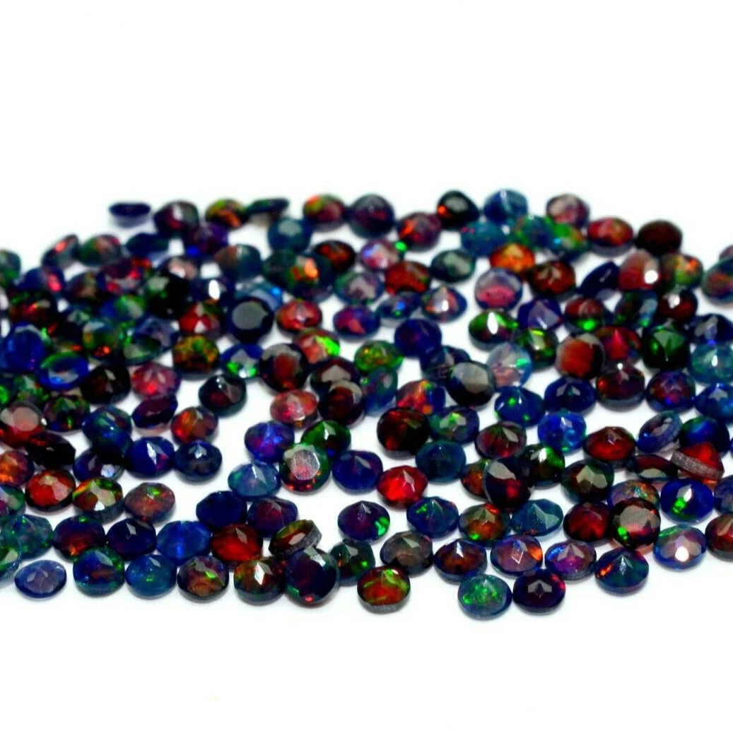 Натуральный черный Эфиопский Опал 3 мм незакрепленный драгоценный камень круглой граненой огранки разной формы для изготовления ювелирных изделий ограненный