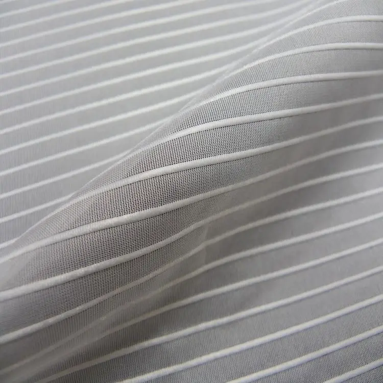 LCSH076 Final Sale Taiwan Polyester Soft Red Stripe Organza Clothing Fabric