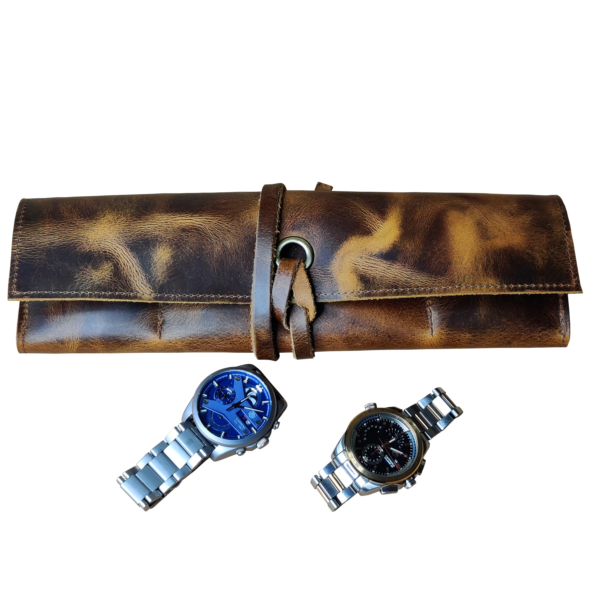 Индивидуальный кожаный чехол для часов с зернистой поверхностью на заказ 4 слота демонстрационный кейс органайзер хранения портативный винтажный держатель семейный