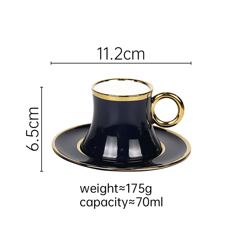 Custom European Porcelain Demitasse Espresso Cup Ceramic Turkish Coffee Cup Tiny Mugs Gold Coffee Cup and Saucer