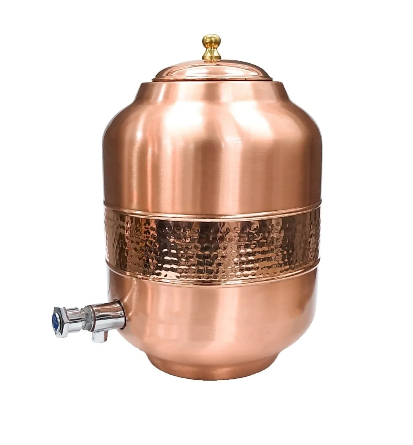 Handmade Copper Hammered Freestanding Water Dispenser with Tumbler & Black Stand for Home Hotel & Restaurant Kitchen Items
