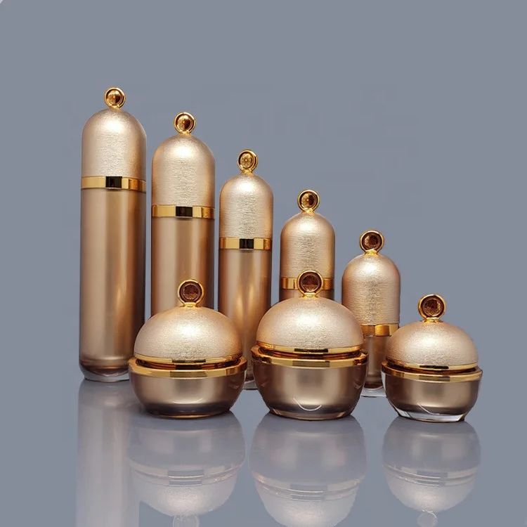 Новые продукты наборы косметической упаковки роскошные стеклянные бутылки косметическая упаковка Золотая безвоздушная банка и вращающаяся