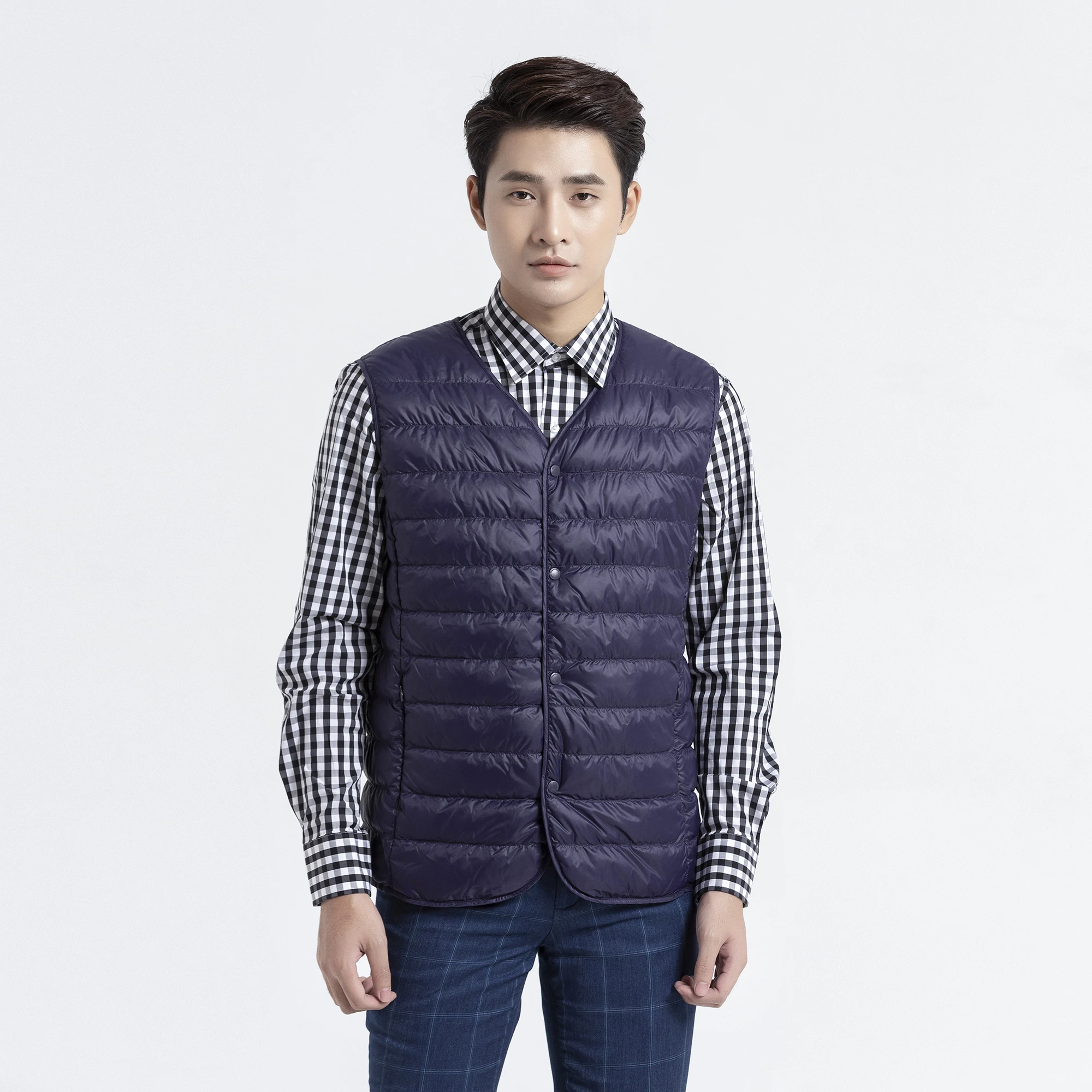 WINTER OUTDOOR  MEN ULTRA LIGHT DOWN VEST  V  NECK VEST FROM VIETNAM