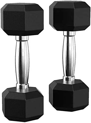 Wholesale Custom logo Top Quality Cast Iron Rubber Coated Hexagonal Dumbbell Fixed Weight lifting Exercise Gym Hex Dumbbells