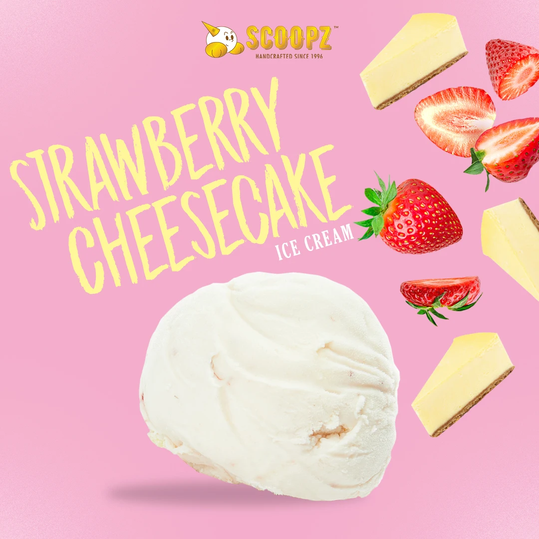 Rich Taste Fruity Handcrafted Smooth Creamy Tangy Note 16oz Pint Classic Strawberry Cheesecake Ice Cream