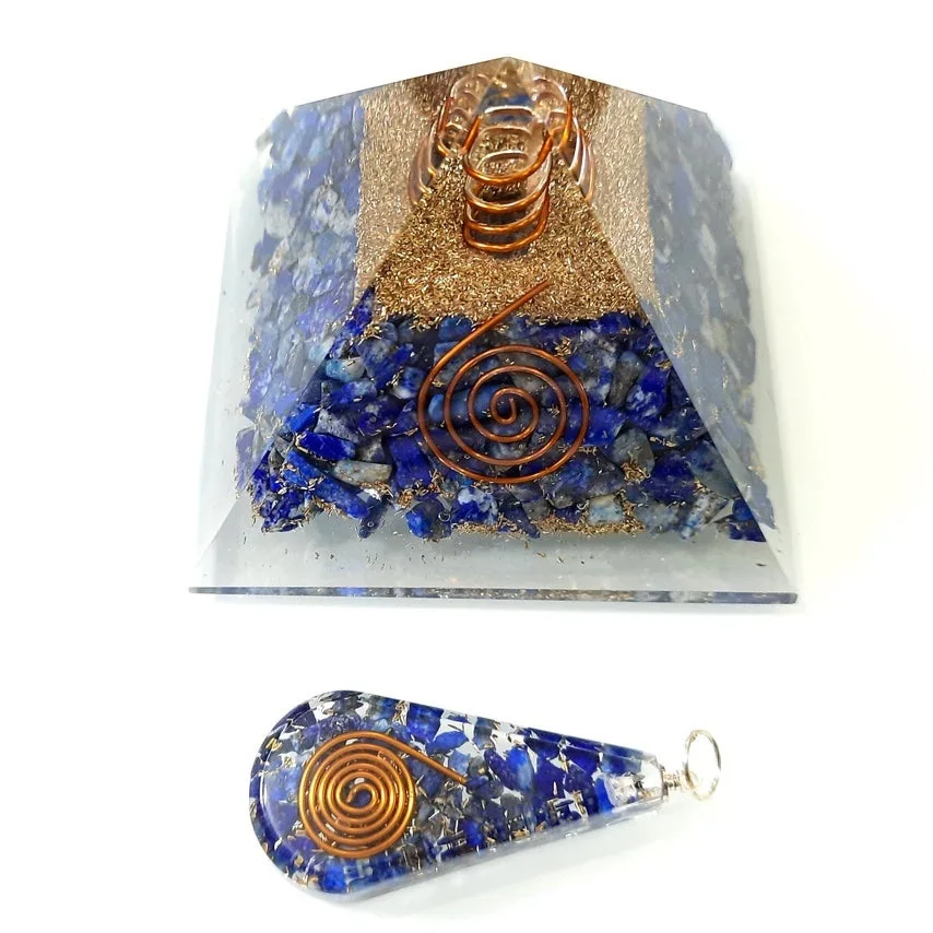 Пирамида Orgonite Combo - Lapis Lazuli Orgone с подвеской Orgone Tear Drop по оптовой цене