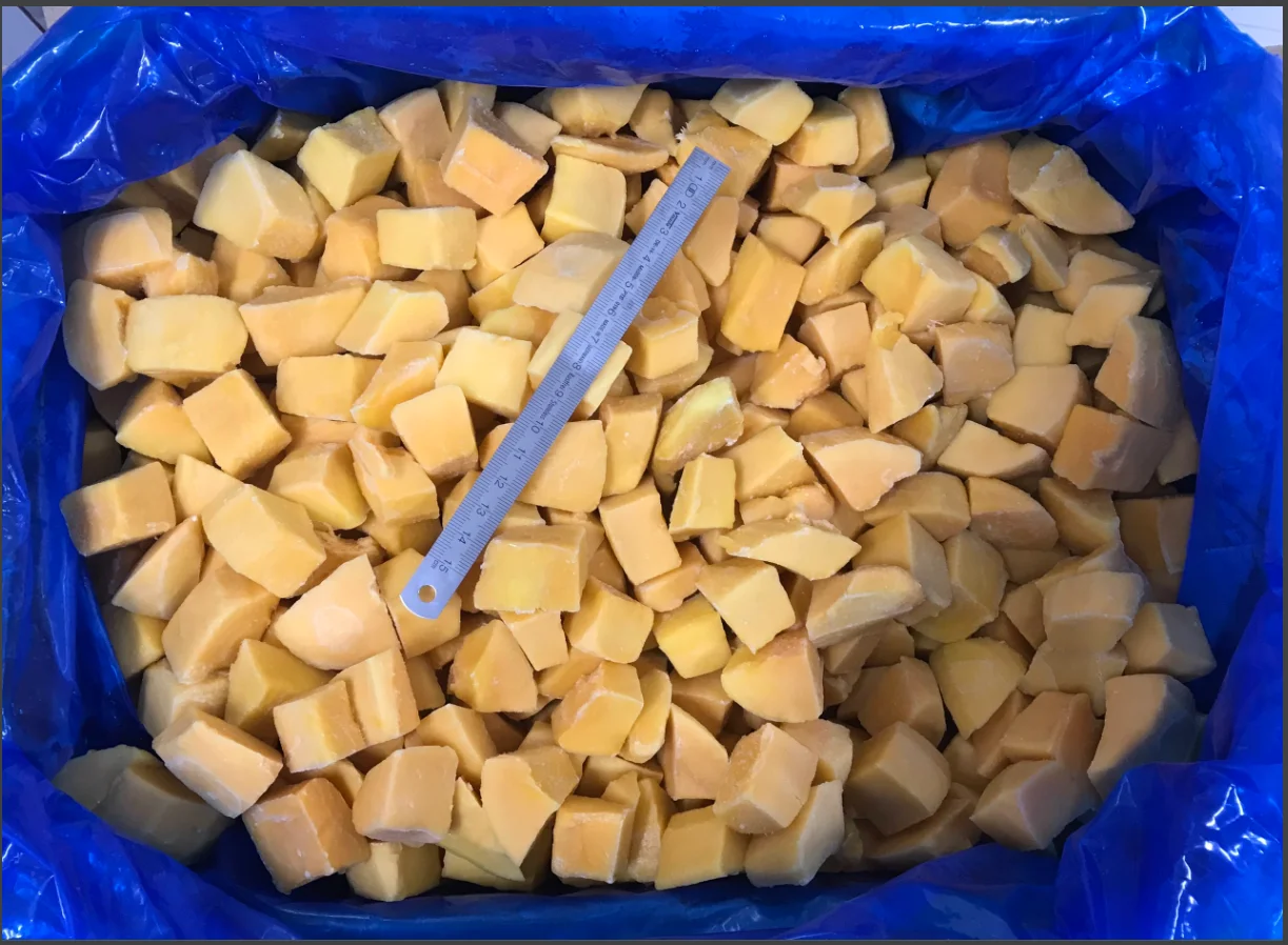 Top Wholesale For decoration High Quality yellow to light orange color IQF Frozen Cat Chu Mango Chunk From Vietnam