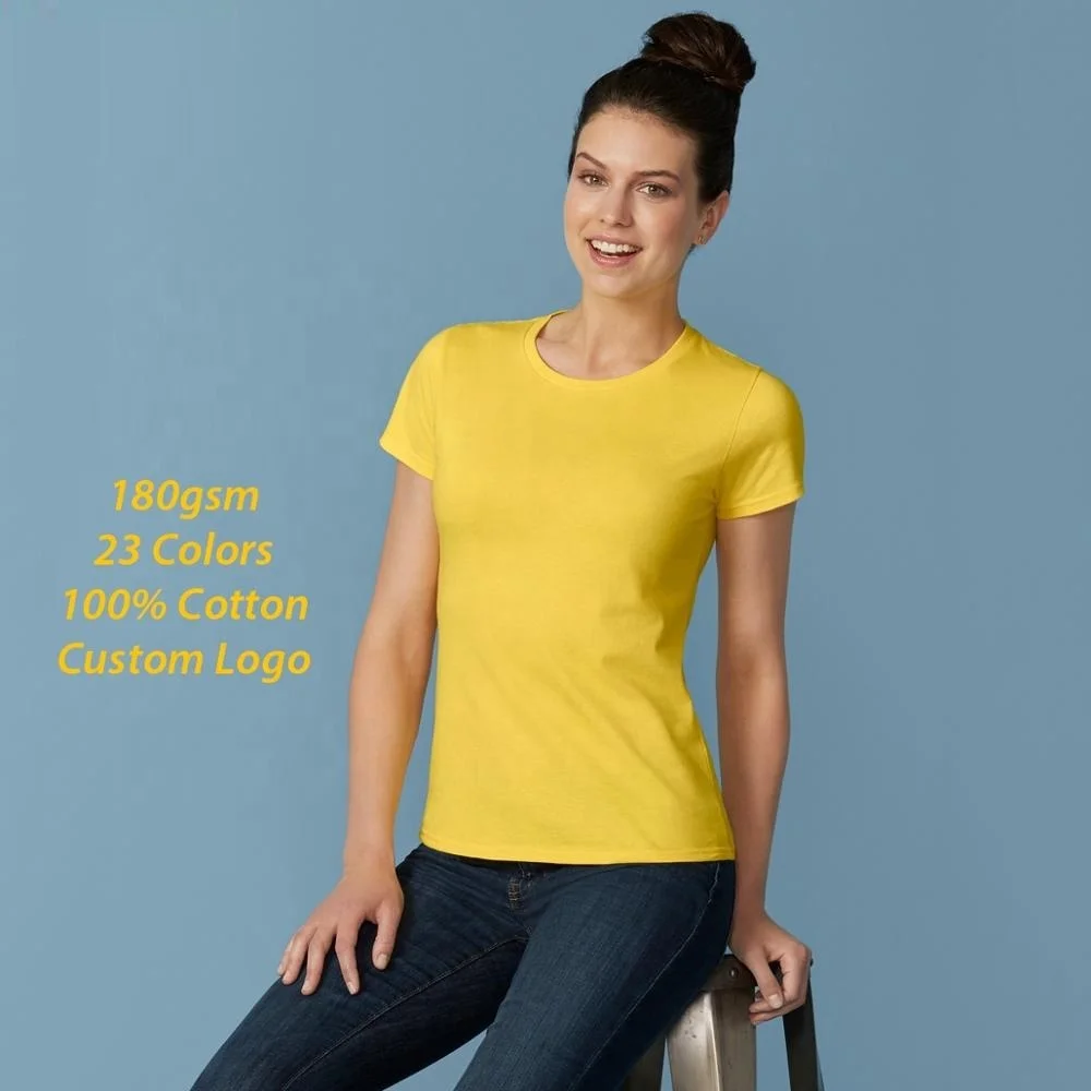 Custom Printing Factory Blank Tee-Shirt Super Soft Women Tee Shirt Made in Bangladesh with Good Quality Fabric Enzyme & Silicon