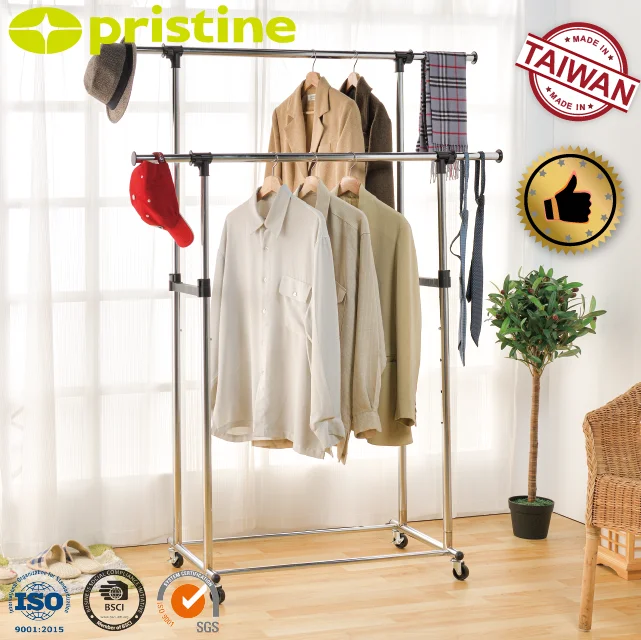 OEM eBay Organizer factory manufacturer Home housewares storage double metal hanging clothes display racks with extendable bar