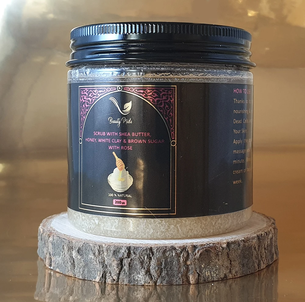 Argan Sugar Scrub with shea butter- honey - Rose