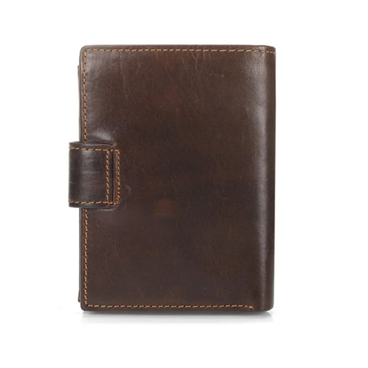 Men Wallet Oil Wax Cowhide Genuine Leather Wallets Coin Purse Clutch Hasp Open Top Quality Short Wallet