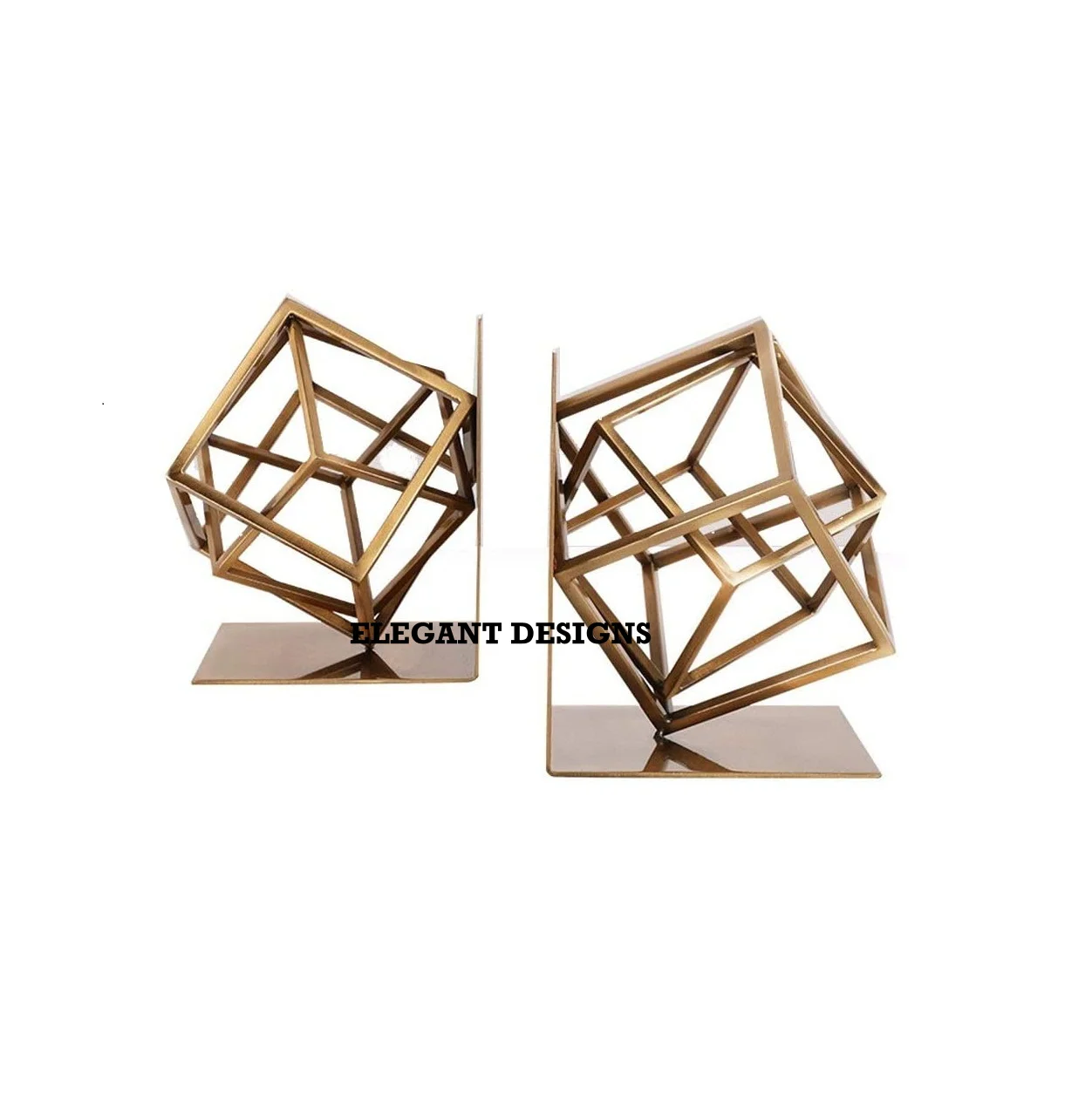 High Class Selling Gold Powder Coated Metal Bookends For Library Shinning Handmade Indian Low Price Bookend Set Of Two Metal