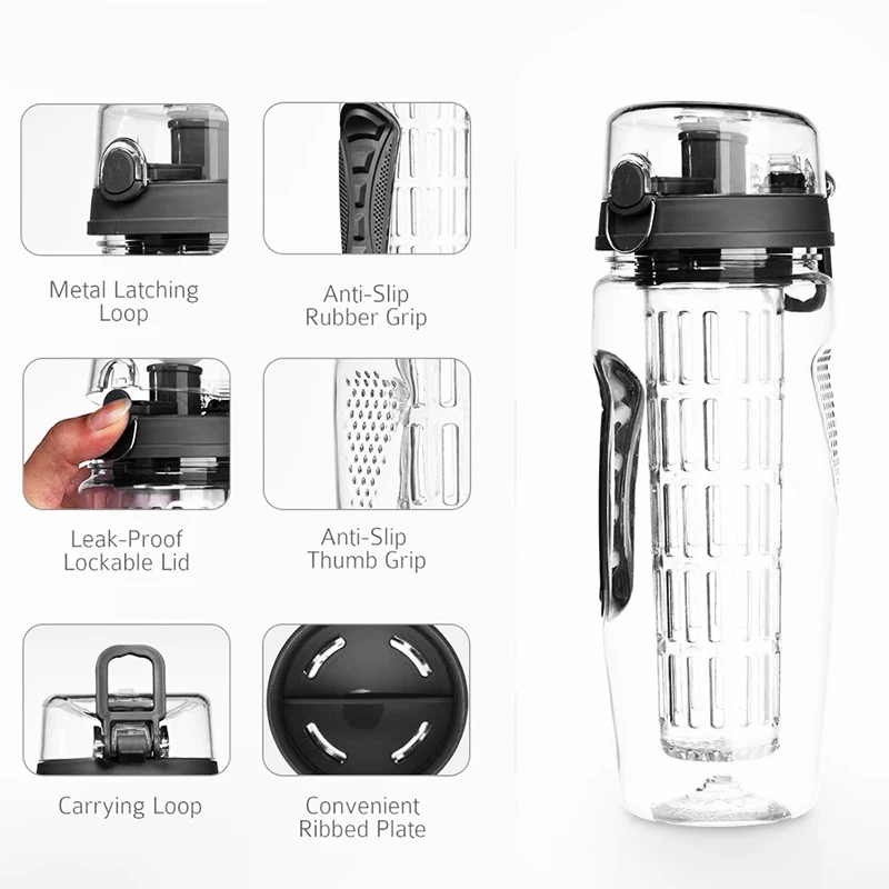 2024 BPA Free Juicer Water Bottle With Infuser Fruit Tritan Water Bottle Drinking Shaker Cup Bottles