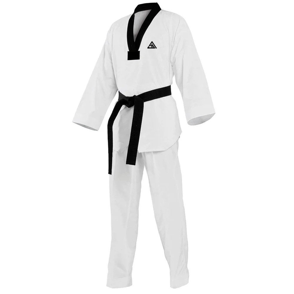 Online Shopping Martial Arts Wear Taekwondo Uniforms with Custom Logo In Black And White Color