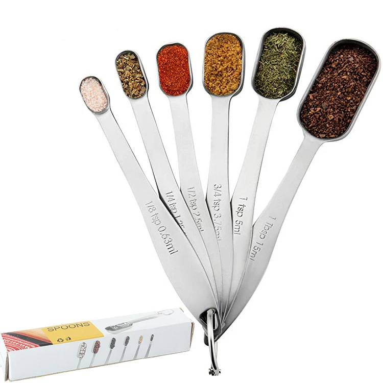 Top Sale High Productivity 2 in1 Coffee Scoop Weight Rectangle Food Measuring Metal Spoon