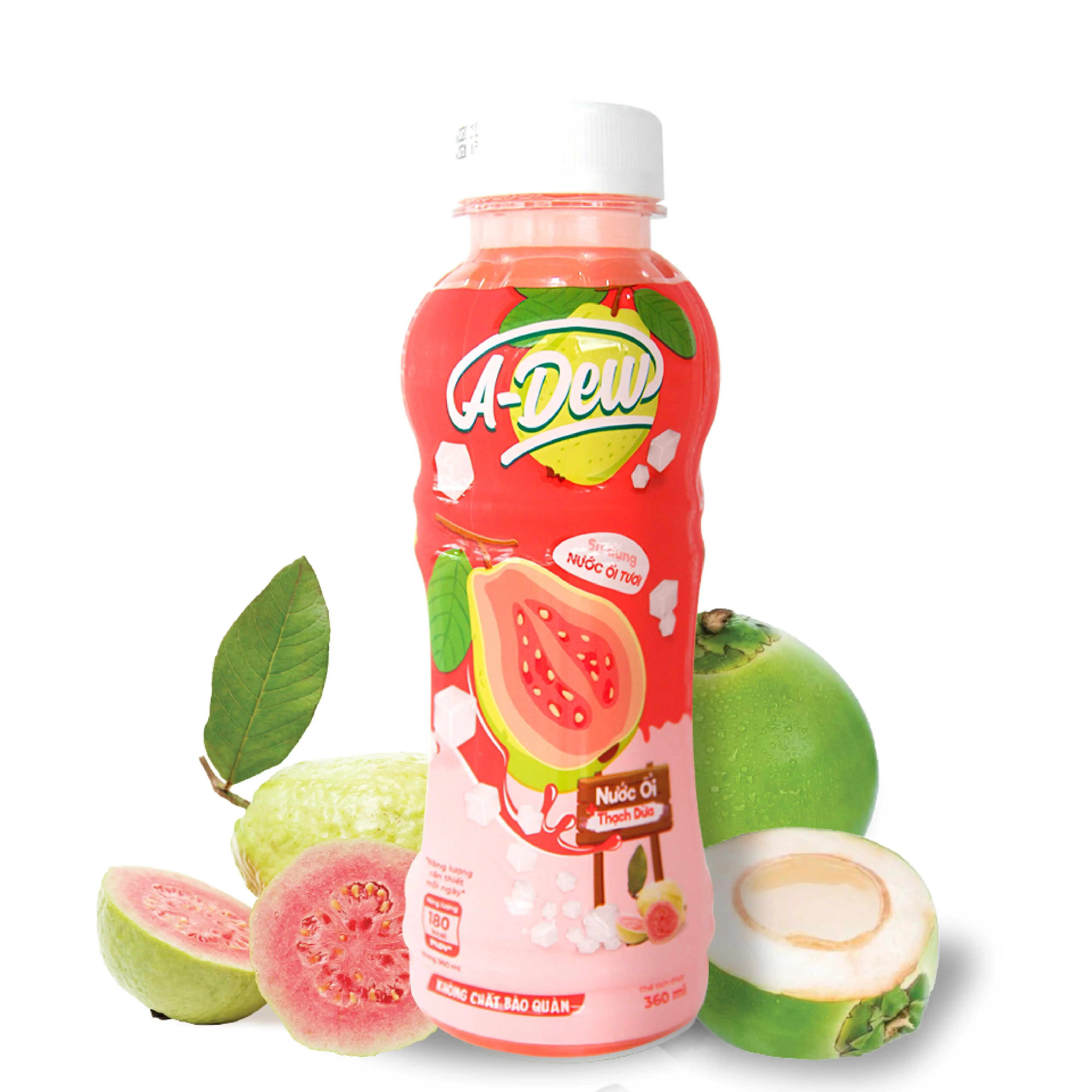 
 Vietnam Delicious Healthy Natural Pink Guava Juice Nata De Coco 360ml A-Dew Brand OEM Wholesale  