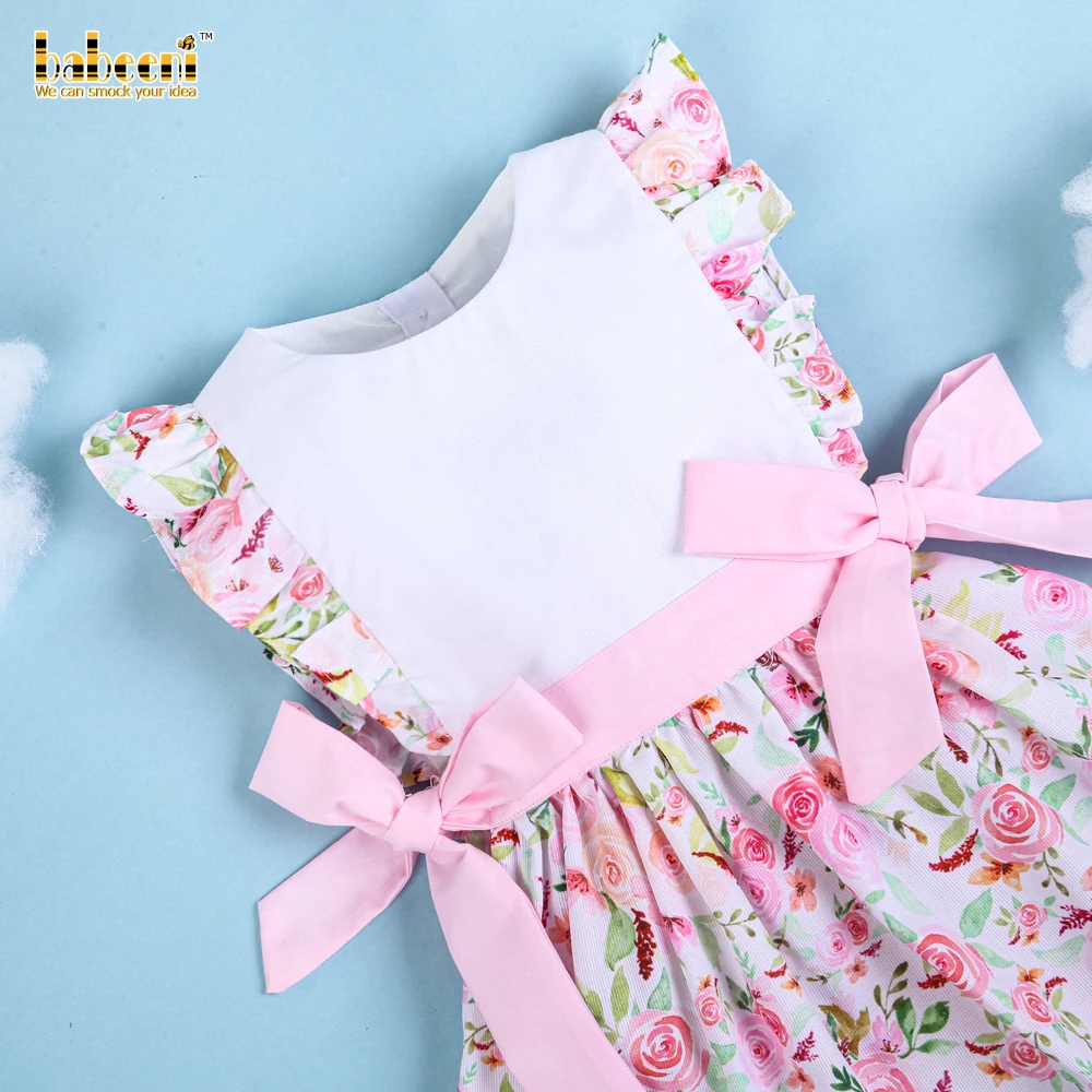 Красивое платье для маленьких девочек с принтом в виде цветка персикового на заказ оптовая продажа платьев ручной работы от производителя-BB2373