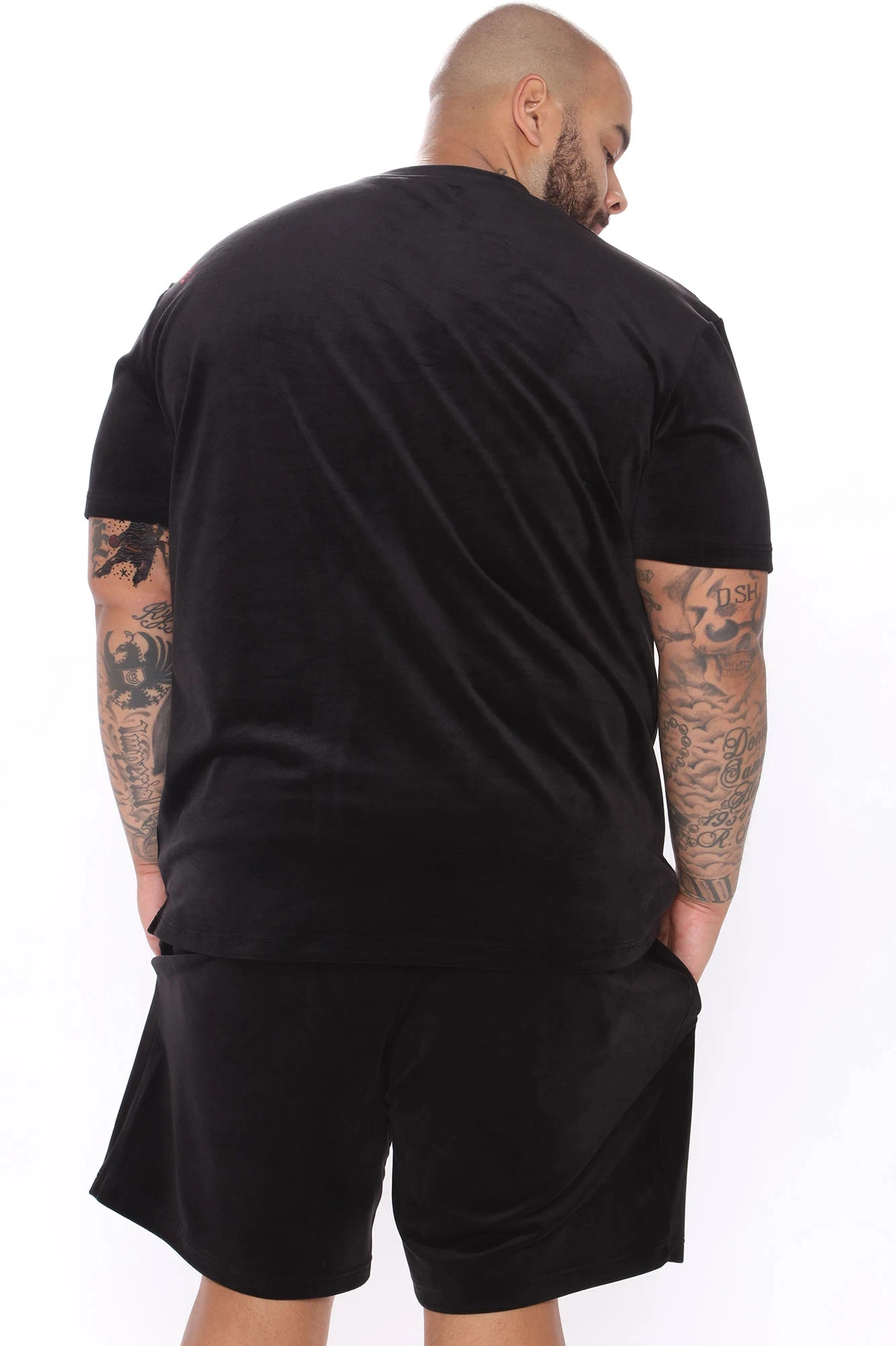  Оптовая продажа комплект из 2 частей для мальчиков с вышитым логотипом велюровый двойной шорты на шнуровке и футболка контрастным вырезом по низкой цене