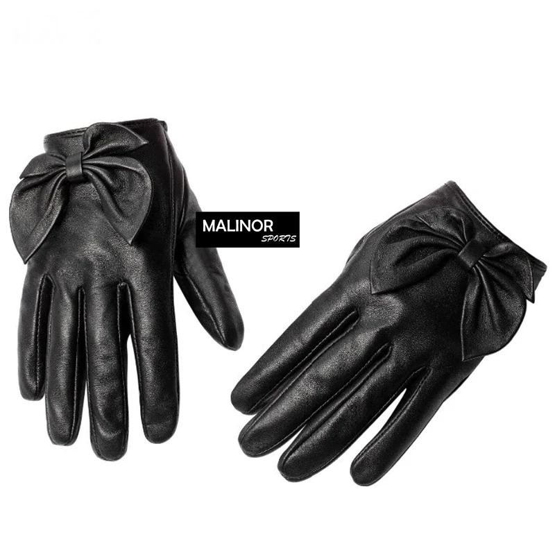 Выполненные на заказ кожаные строгие перчатки из оленьей кожи зимние уличные Теплые Симпатичные для сенсорного экрана женщин