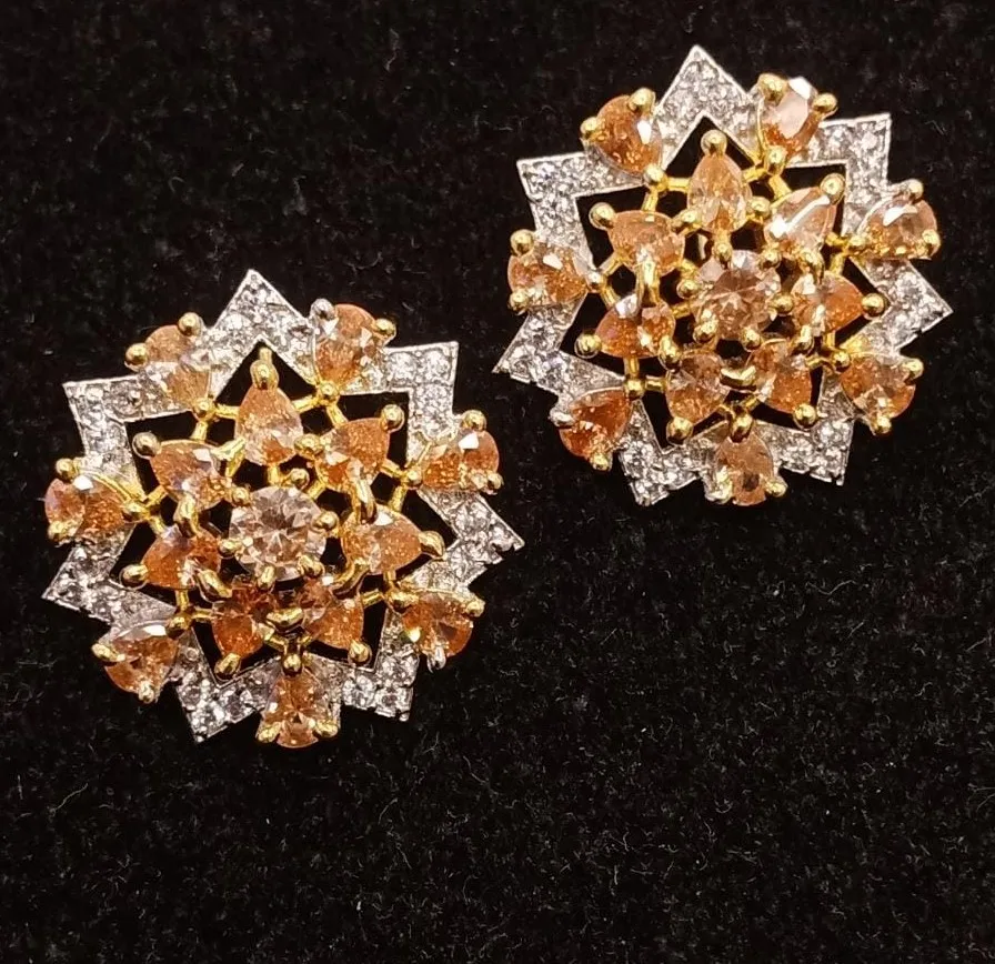 Custom Cubic Zircon Jewellery earrings for women, Indian Chandelier Gold Plated Jewellery Earrings women