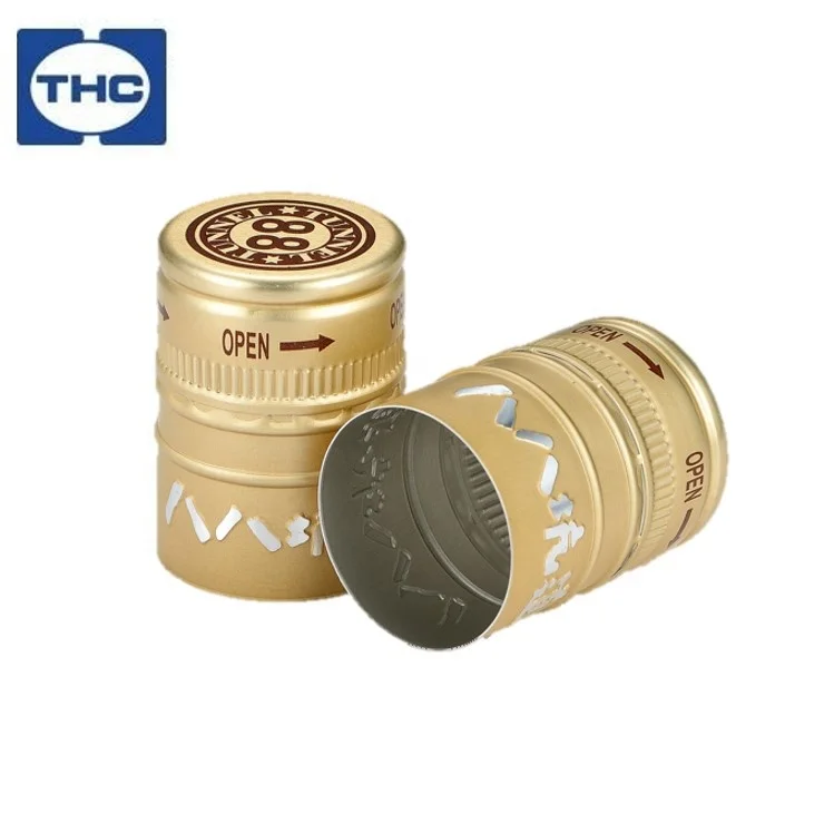 Custom 31.5x44mm pilfer proof aluminum screw caps