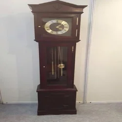 Antique Solid Wood Grandfather Clock with German Mechanical Movement Floor Clocks Chimes Bamboo RED Geometric Classic