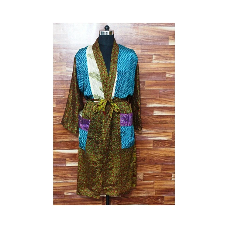 Women silk sari Kimono Summer wear Cover Up vintage Cardigan Bathing Suit Swimsuit outfit kimono cardigan women kimono