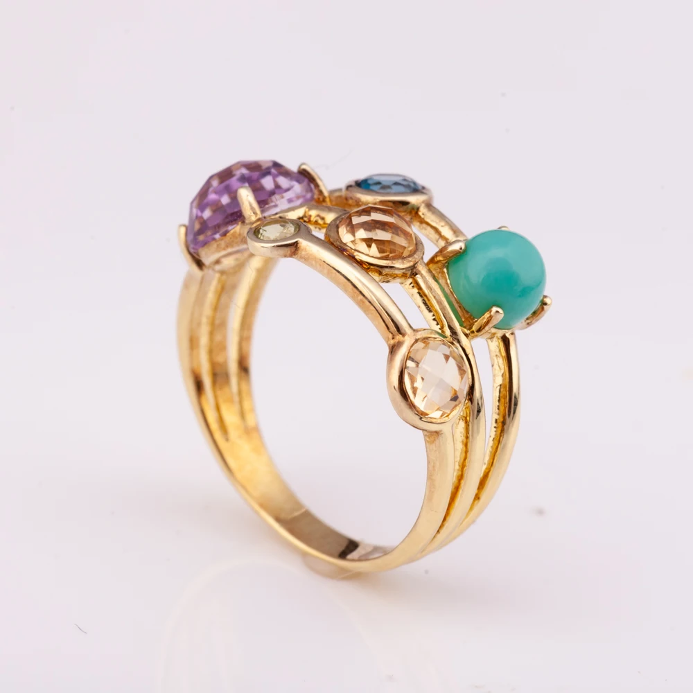 High Fashion Jewelry Silver 925 14K gold plated elegant natural gemstone ring high quality factory price
